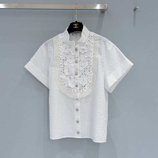 Chanel 26 Short-Sleeve Shirt White in Cotton 253586
