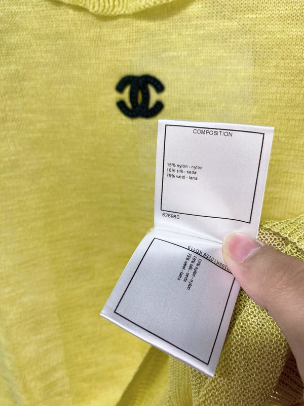 Chanel Short-Sleeve T-Shirt Light Yellow-green in Wool 252206