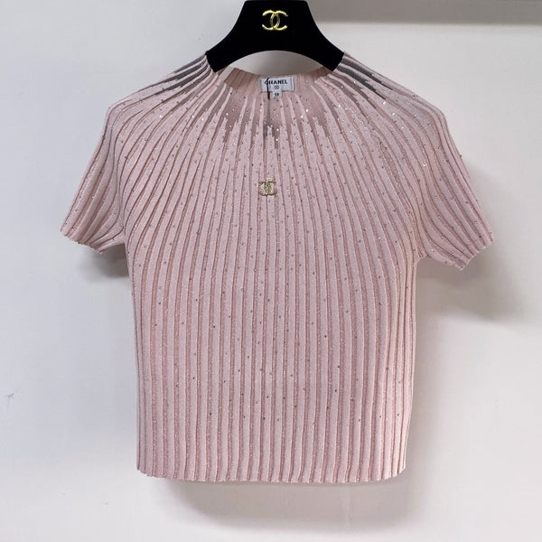 Chanel Short-Sleeve T-Shirt Pink in Tencel 252164