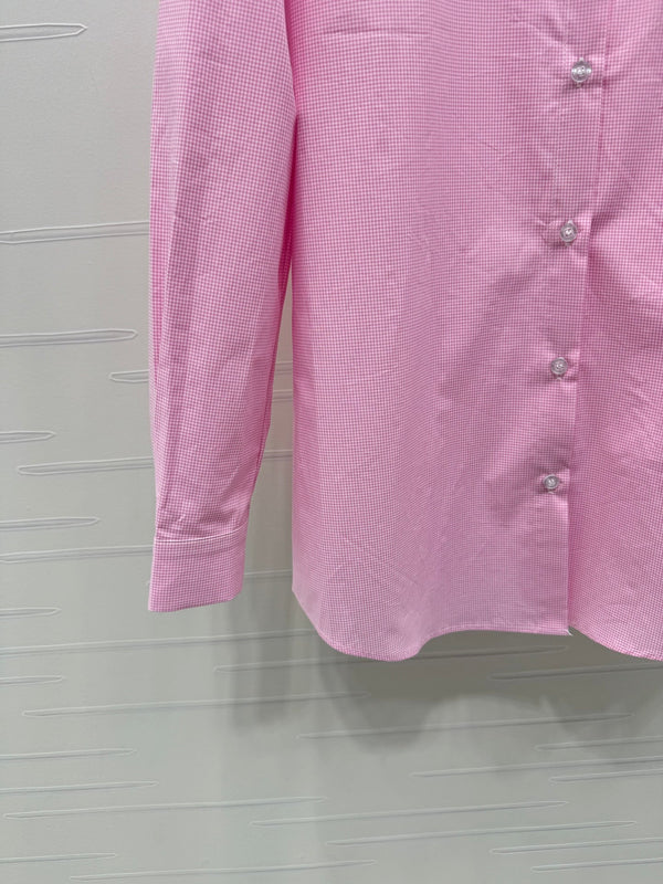 Miu Miu 26 Collar Plaid Shirt Pink in Cotton 254534