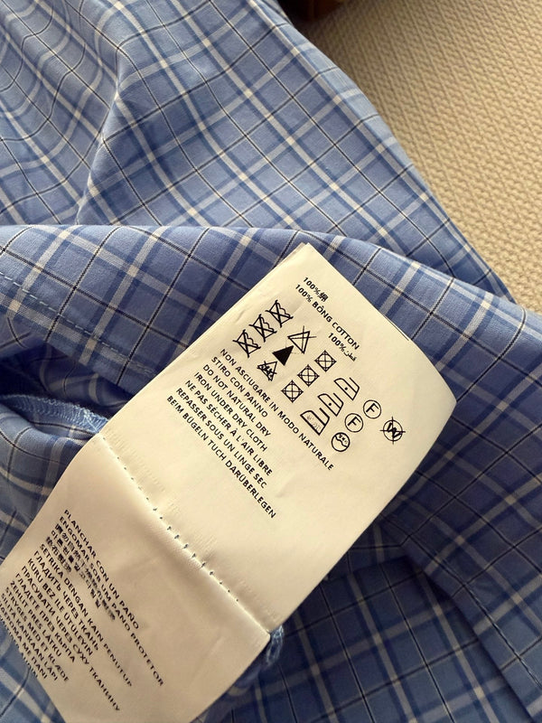 Miu Miu 26 Blue and White Checkered Off-Shoulder Dress in Cotton 251673