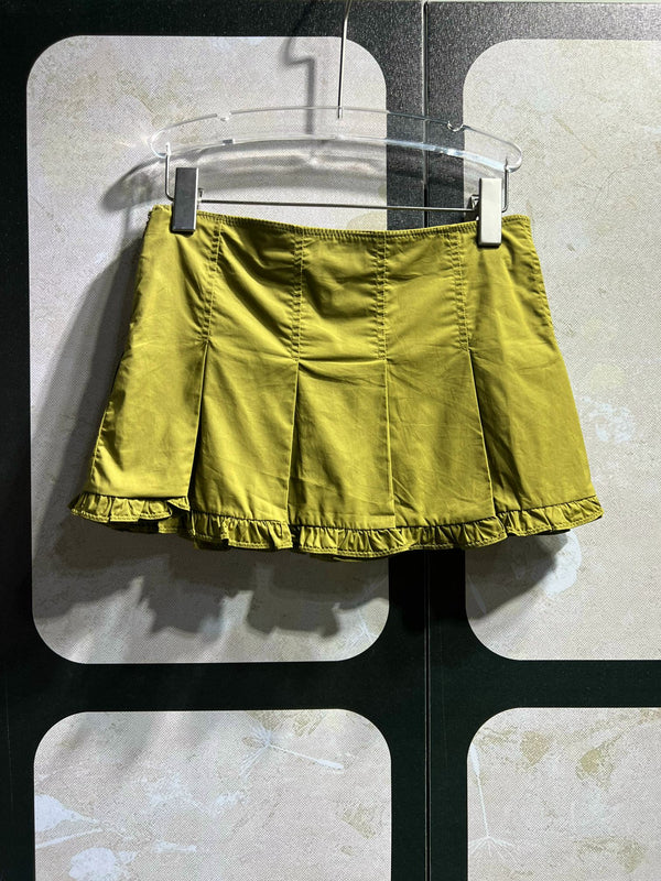 Miu Miu Green Ruffled Short-Sleeve Shirt + Skirt in Cotton 250945