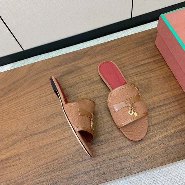 LP Color-blocked Sandals Brown in Canvas 703243