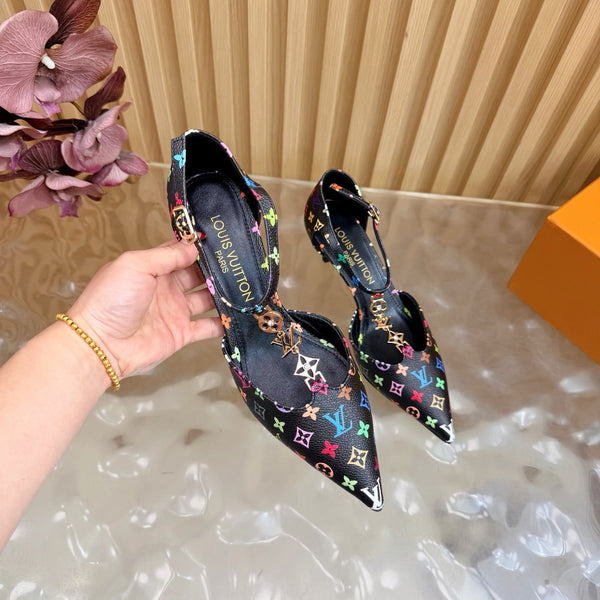 LV 6AM Slingback Pump 65 Black in Monogram Cowhide 703072