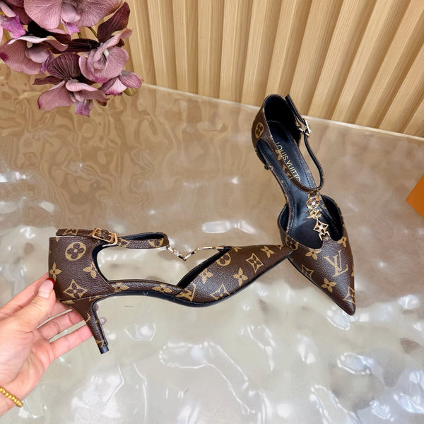 LV 6AM Slingback Pump 65 Brown in Monogram Cowhide 703070
