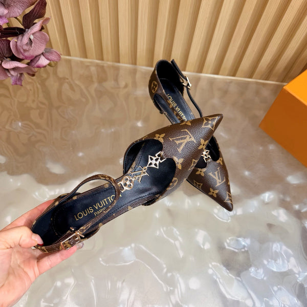 LV 6AM Slingback Pump 65 Brown in Monogram Cowhide 703070