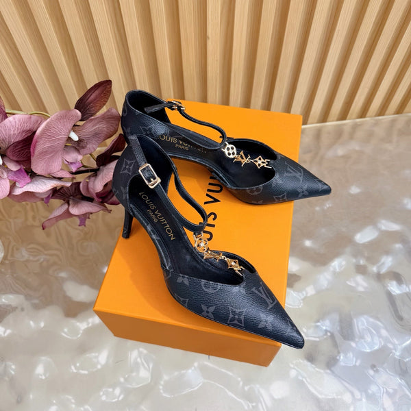 LV 6AM Slingback Pump 65 Black in Monogram Cowhide 703069