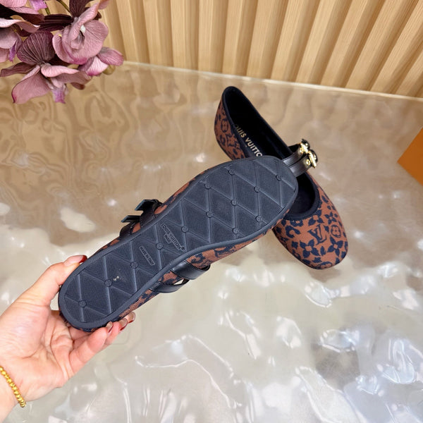 LV Romy Flat Ballerina Brown in Canvas 703061