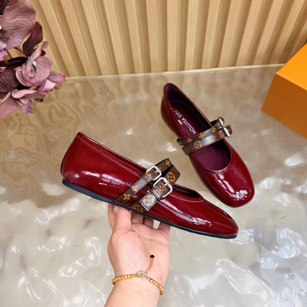 LV Romy Flat Ballerina Bordeaux Red in Patent Leather 703058