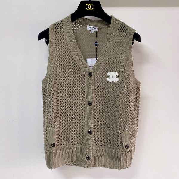 Chanel Vest Khaki in Nitrile Cotton 257208