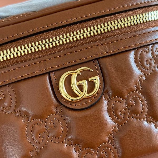Gucci GG Matelassé Mini Bag 16 Brown in Quilted Leather 284910