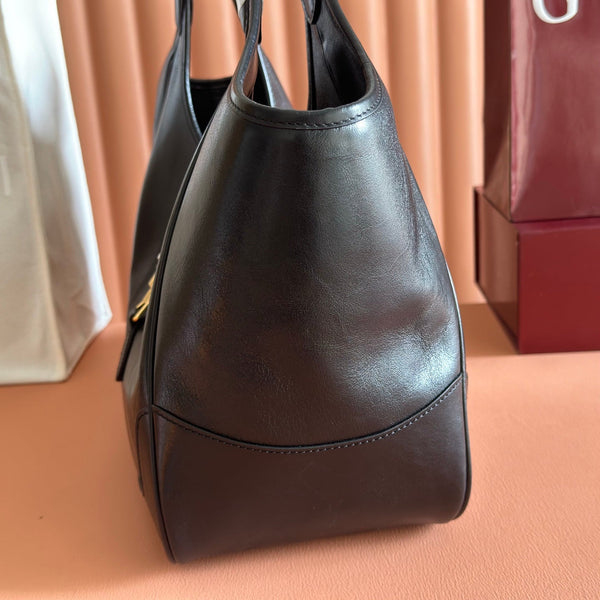 Gucci 26 Mercato Tote Bag 35cm Black Gold in Cowhide 284992