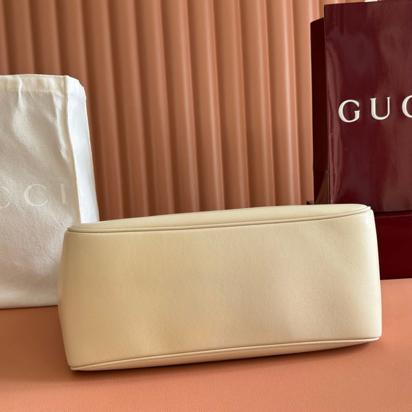 Gucci 26 Mercato Tote Bag 35cm Ivory Gold in Cowhide 284993