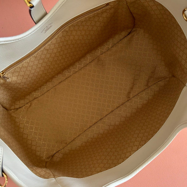 Gucci 26 Mercato Tote Bag 35cm Ivory Gold in Cowhide 284993