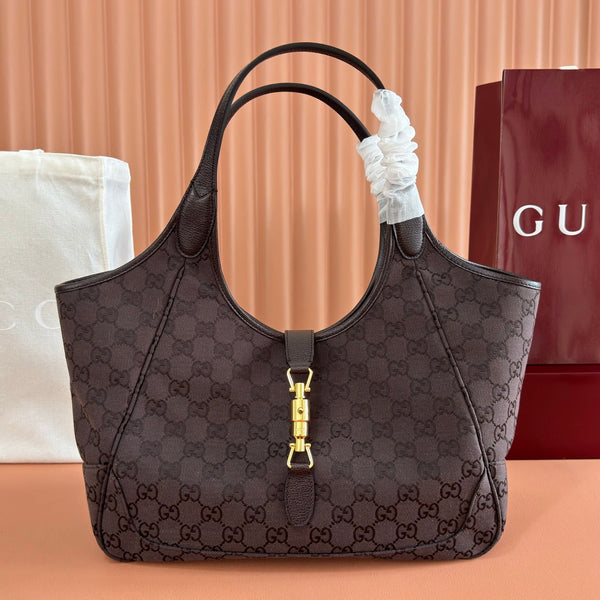 Gucci 26 Mercato Tote Bag 35cm Brown Gold in Canvas 284997
