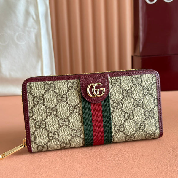 GG Ophidia Wallet 19.5 Dark Brown Beige in Soft GG Supreme 285050