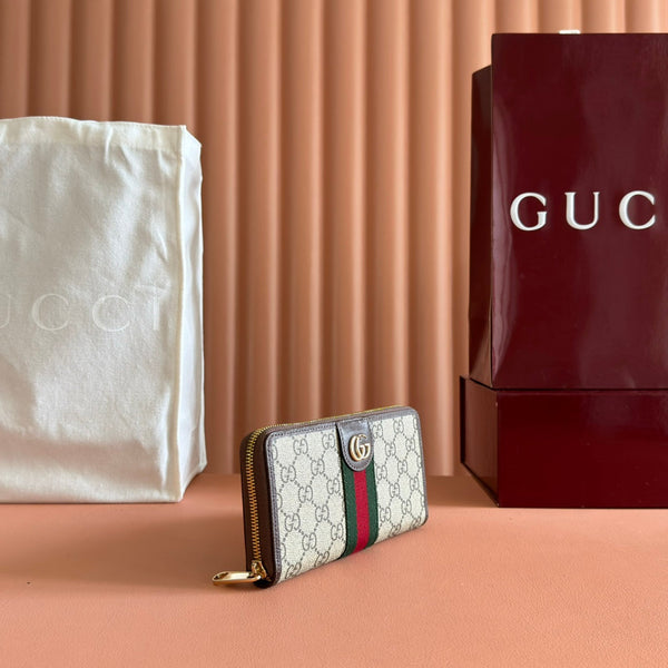 GG Ophidia Wallet 19.5 Brown Beige in Soft GG Supreme 285063