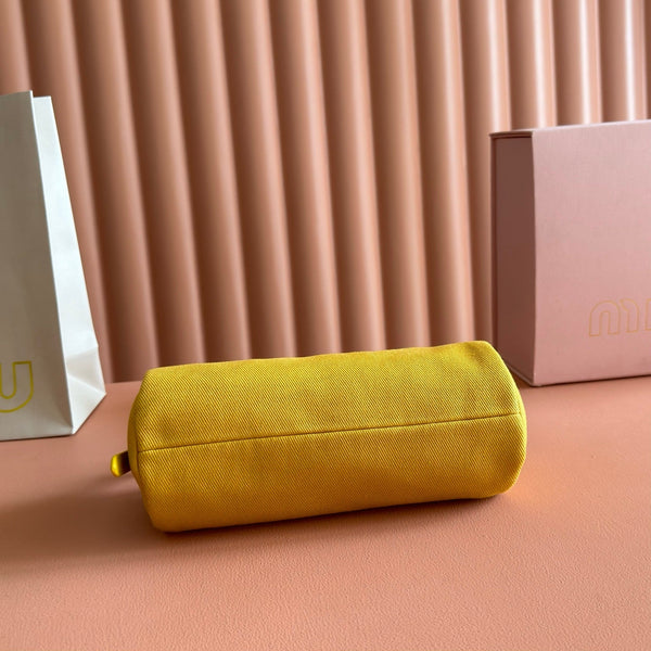 Miu Miu Adventure Nappa Canvas Bucket Bag 22 Yellow in Fabric 285323