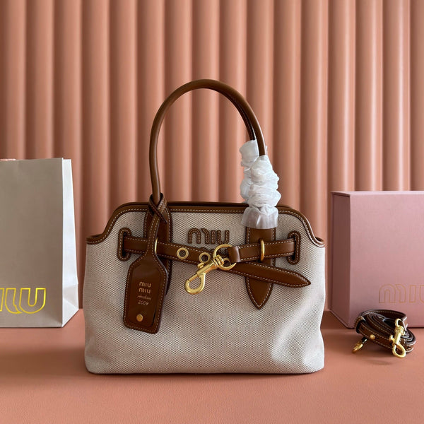Miu Miu Aventure Handbag 31 Beige in Canvas 285305
