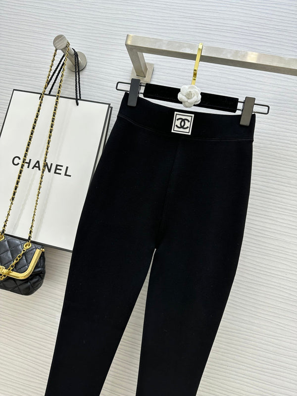 Chanel Black Leggings in Baby Velvet 276220