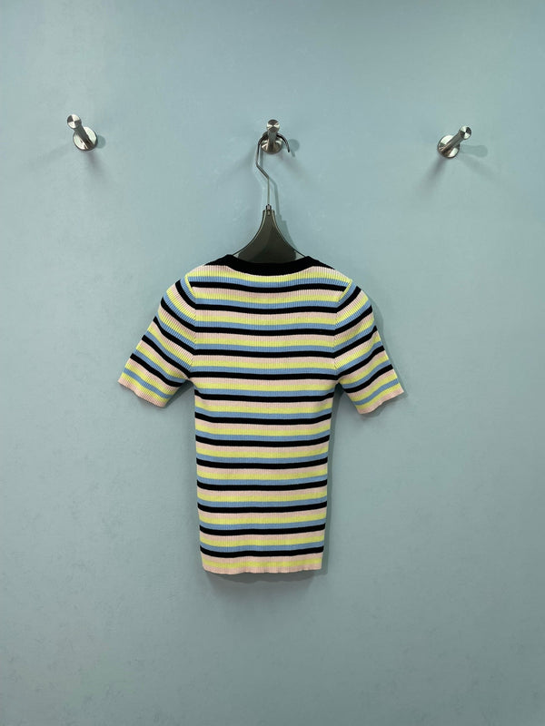 Chanel Short-sleeve Top Yellow Colorful in Cotton 273519
