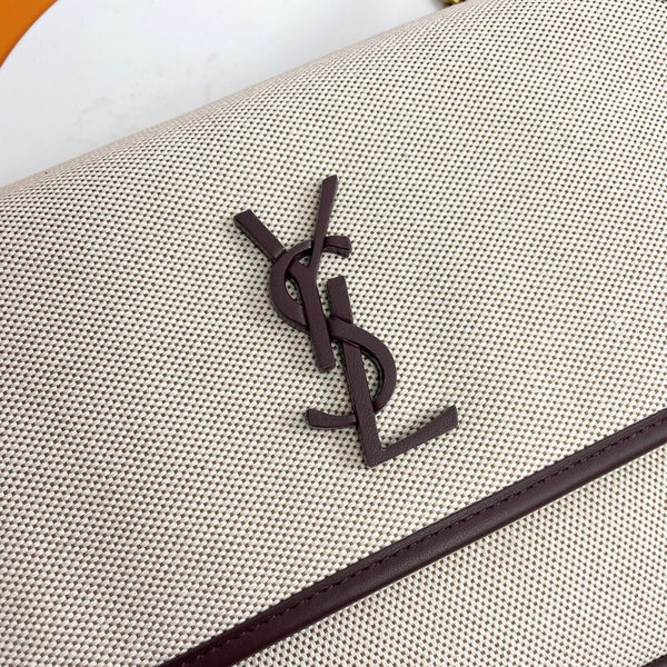 YSL Niki Shoulder Bag 28cm Ivory in Linen 285496