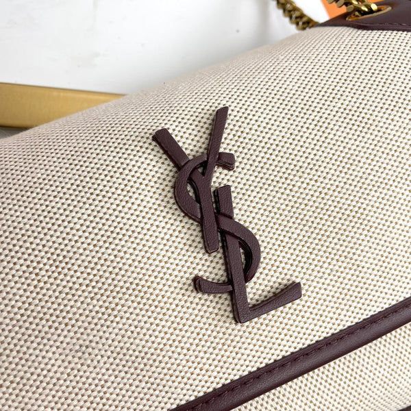 YSL Niki Shoulder Bag 22cm Ivory in Linen 285499