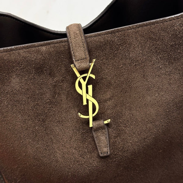 YSL Le 5 À 7 Bucket Bag 26cm Brown in Suede 285618