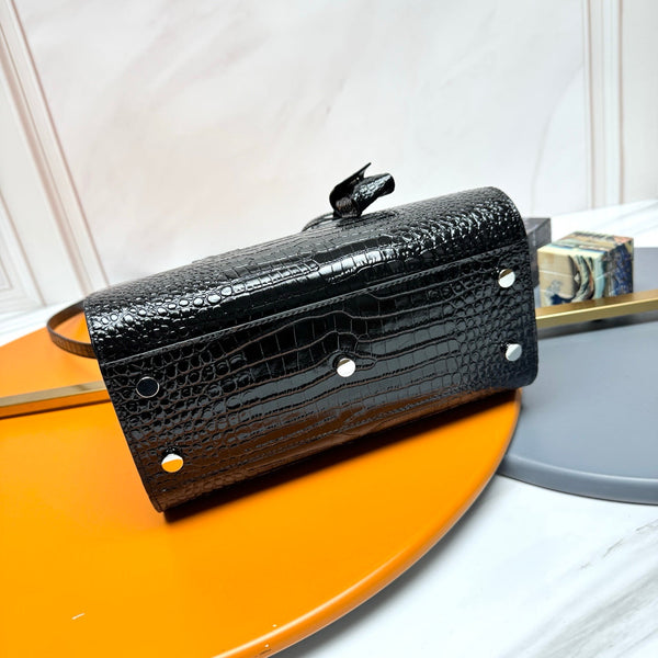 YSL Sac de Jour Baby 26cm  Black in Crocodile-patterned Cowhide 285793