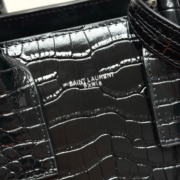 YSL Sac de Jour Baby 26cm  Black in Crocodile-patterned Cowhide 285793
