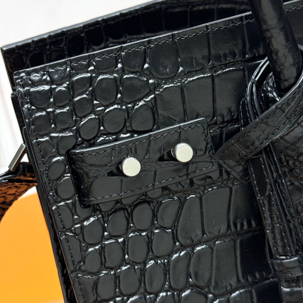 YSL Sac de Jour Nano 32cm Black in Crocodile-patterned Cowhide 285795