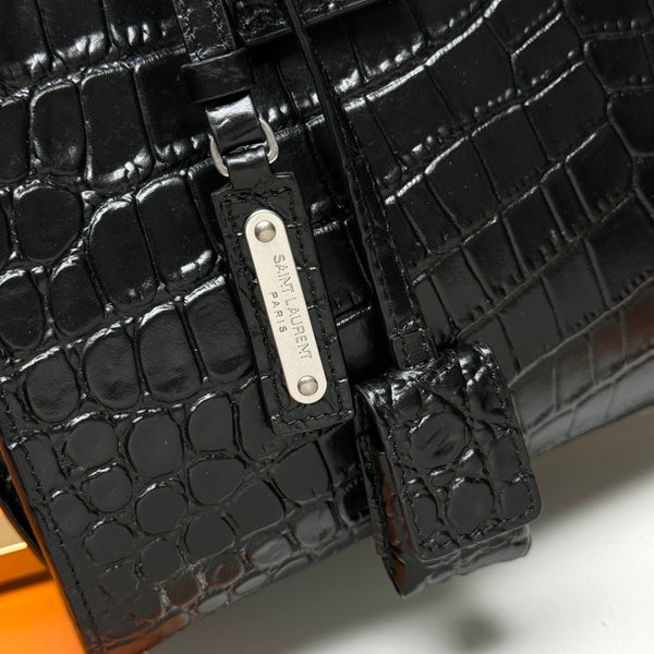 YSL Sac de Jour Nano 26cm Black in Crocodile-patterned Cowhide 285797