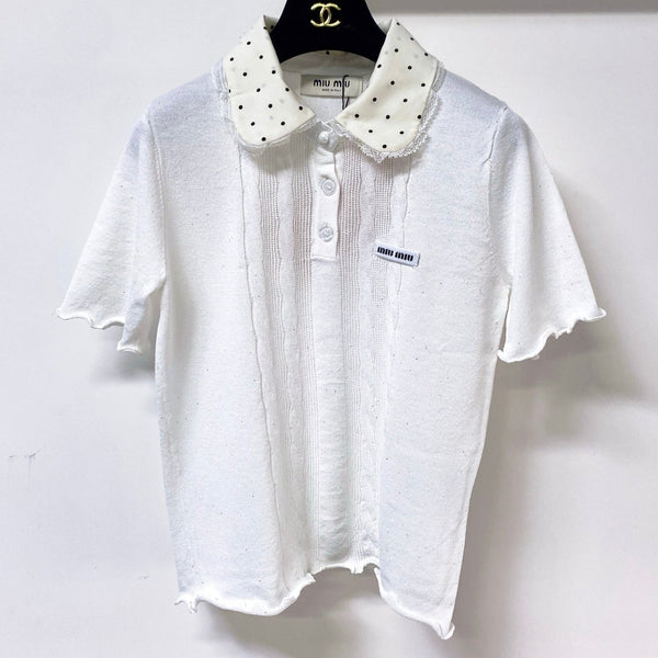 Miu Miu Short-Sleeve T-Shirt White in Tencel 305839