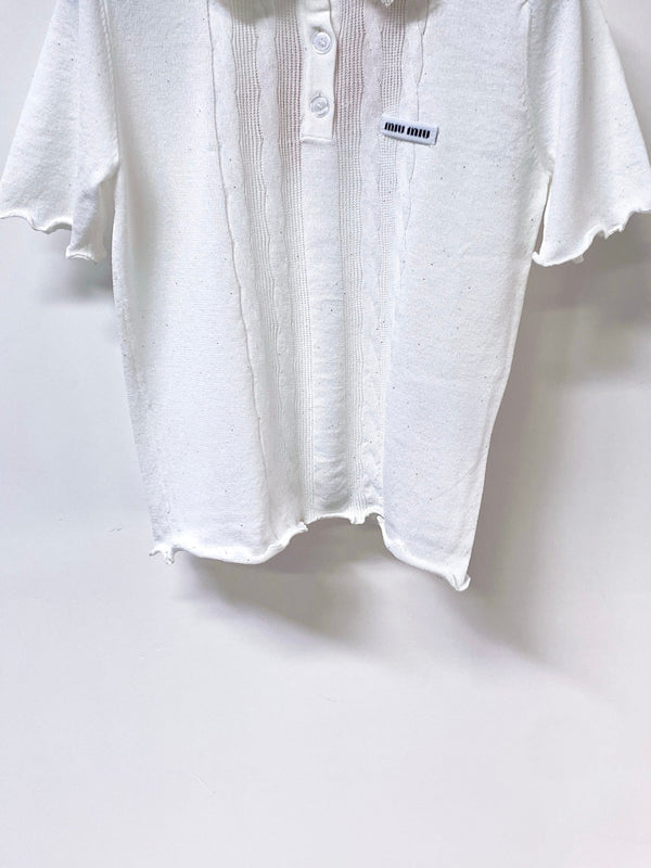 Miu Miu Short-Sleeve T-Shirt White in Tencel 305839