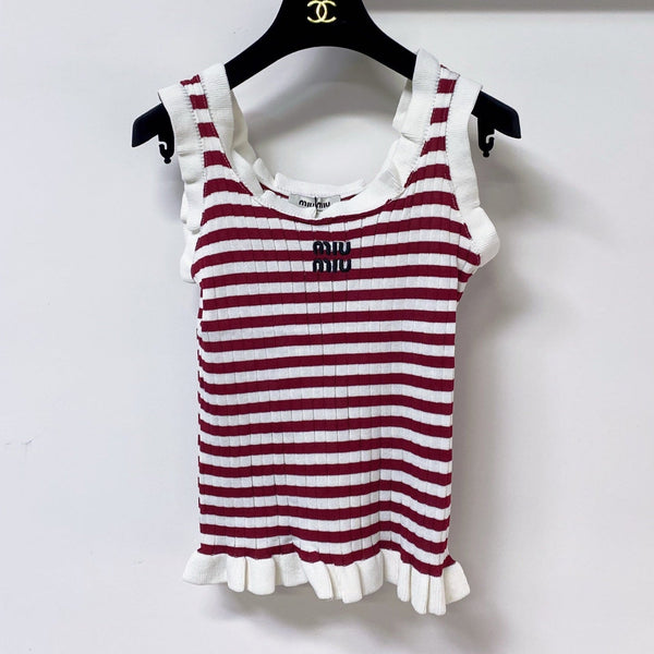 Miu Miu Short-Sleeve T-Shirt Red White in Acrylic 305823