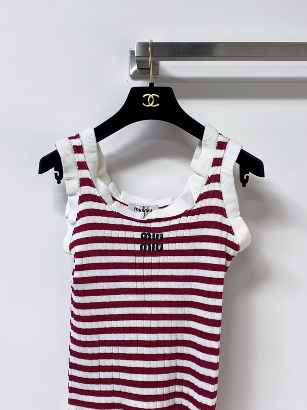 Miu Miu Short-Sleeve T-Shirt Red White in Acrylic 305823