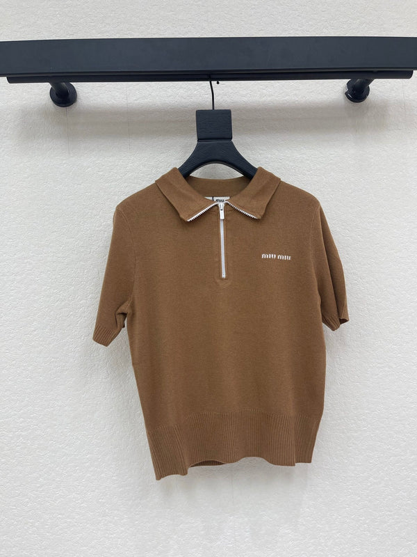 Miu Miu 26 Zip-up Polo Shirt in Wool 370566
