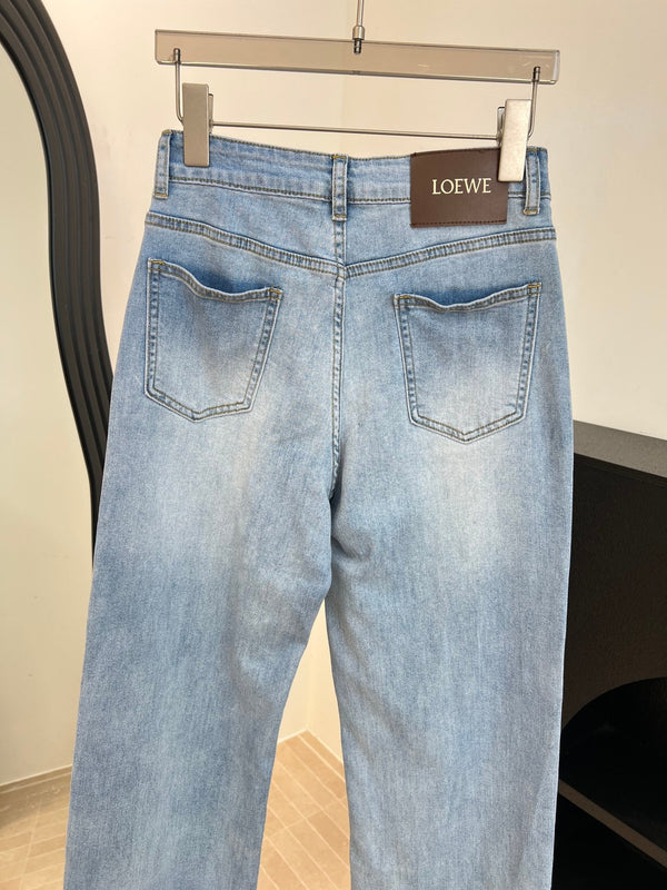 Loewe Embroidered Pocket Jeans Blue in Cotton 328340