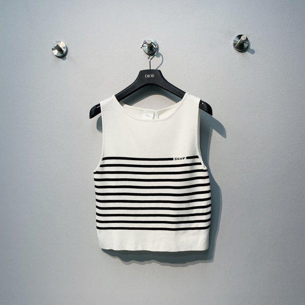 CD 26 Dior Striped Knit Vest White in Knit 371443