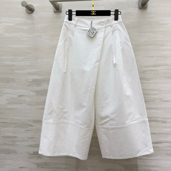 Loewe 26 Wide-Leg Cropped Pants White in Cotton 375597