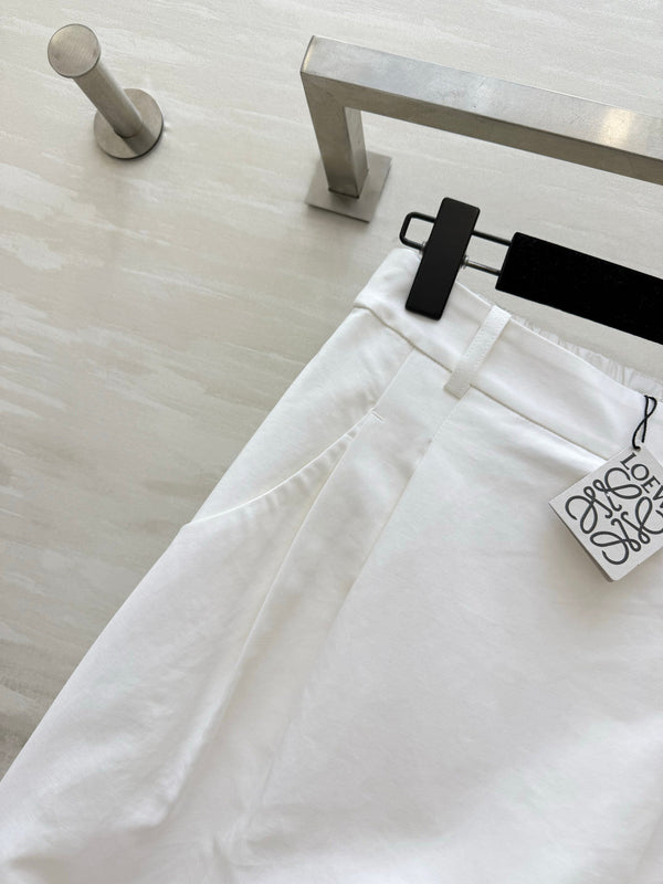 Loewe 26 Wide-Leg Cropped Pants White in Cotton 375597