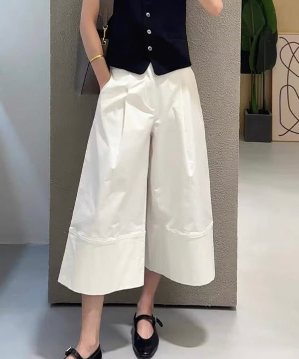 Loewe 26 Wide-Leg Cropped Pants White in Cotton 375597