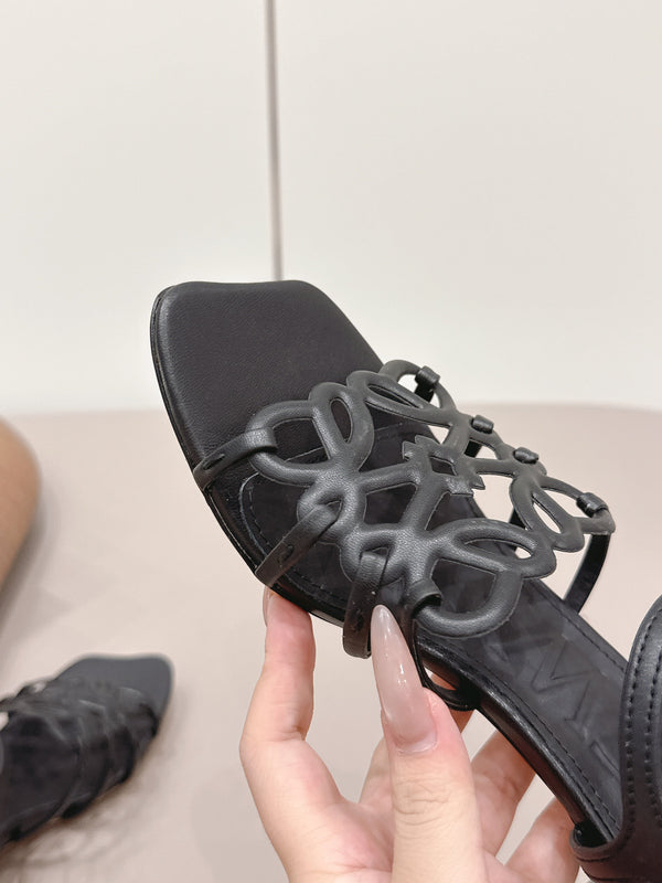 Loewe 26 Sandal 50 Black in Sheepskin 738799