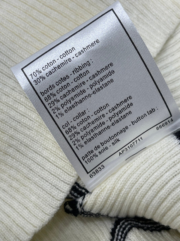 Chanel 2026 Wavy Stripe Knit Short-Sleeve Top Black in Knit Fabric 376034