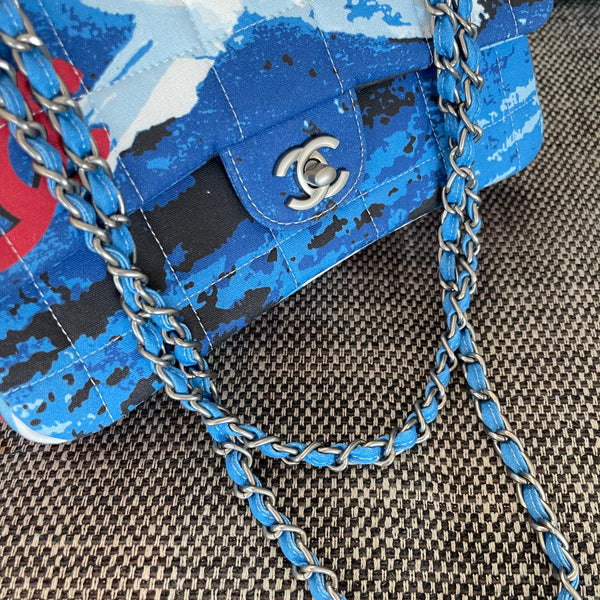 Chanel Surf Line Canvas Flap Bag Blue in Canvas