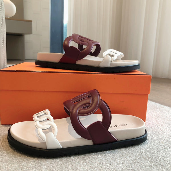 HM  Extra Sandal Burgundy White in Cowhide 743963