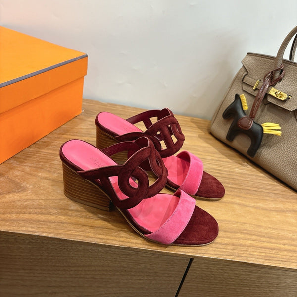 HM  Sandal 60 Burgundy Pink in Suede 743972