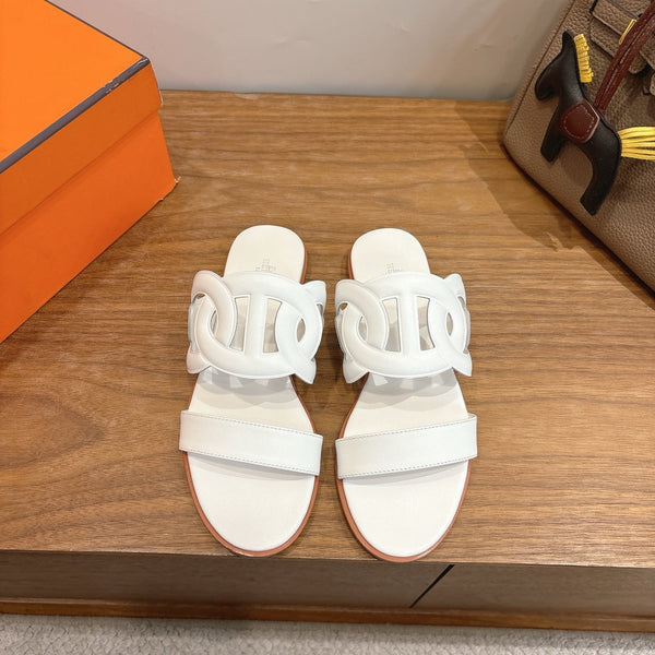 HM  Sandal White in Calfskin 743975