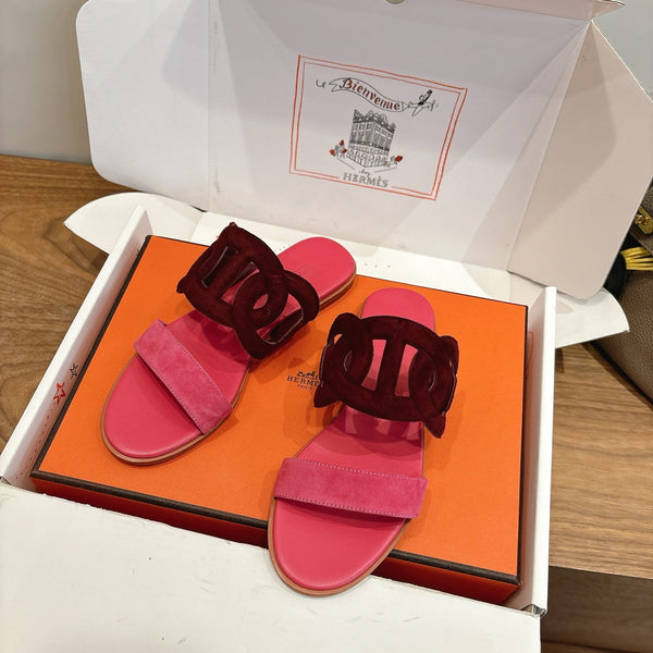 HM  Sandal Burgundy Pink in Suede 743981