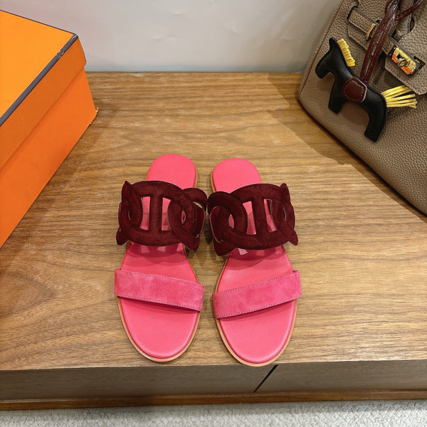 HM  Sandal Burgundy Pink in Suede 743981